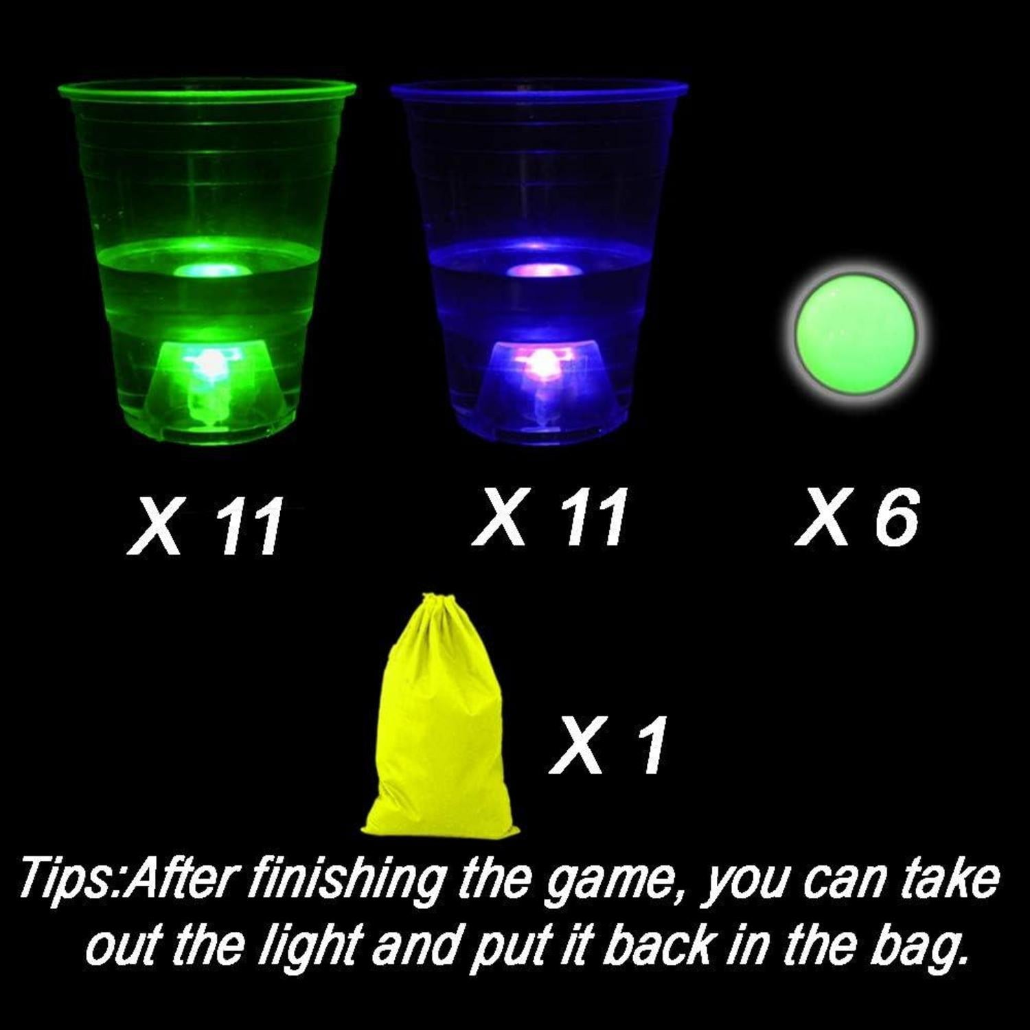 Leuchtende Partybecher Set mit Kugeln für Partyspiele Neon Party Event