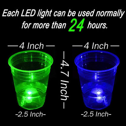 22 Leuchtende Partybecher Neon Grün Blau für Events Festivals