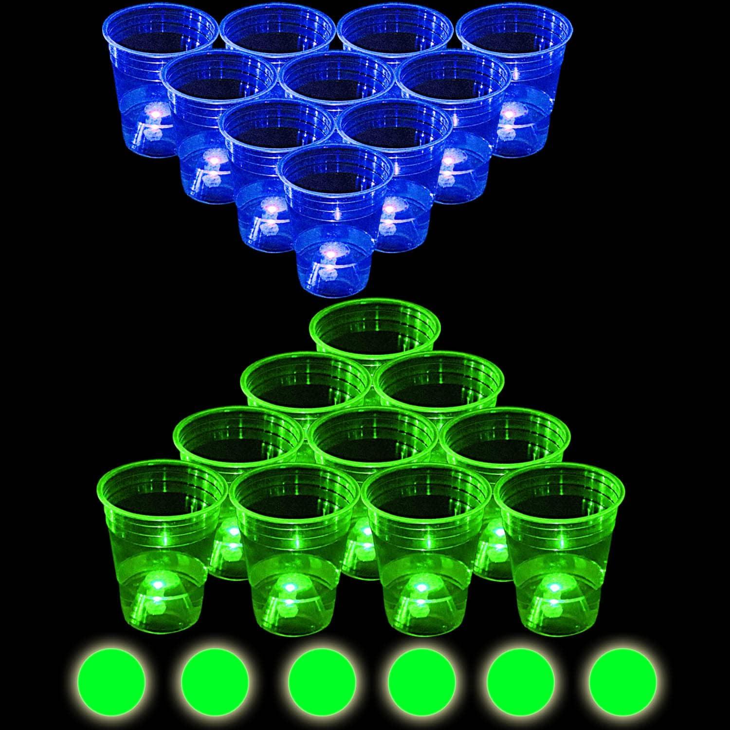 22 leuchtende Partybecher Plastik Neon Party Event Nacht