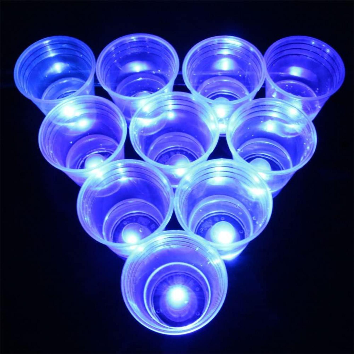 22 leuchtende Partybecher Neon grün-blau für Events Festivals