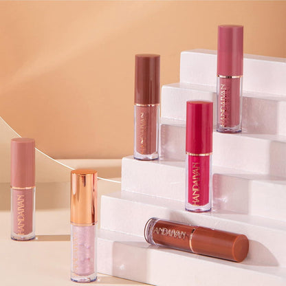 12 Farben Nude Matte Lippenstift & Lipgloss Set wasserdicht