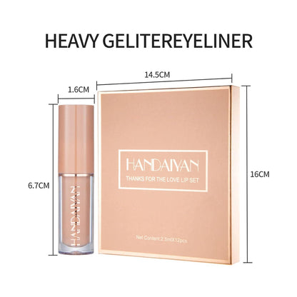 12er Lipgloss Lippenstift Set Nude Matte Antihaft-Tasse Flüssig wasserfest