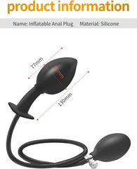 Silikon Analplug Aufblasbar Buttplug Stimulation Groß 150mm Schwarz