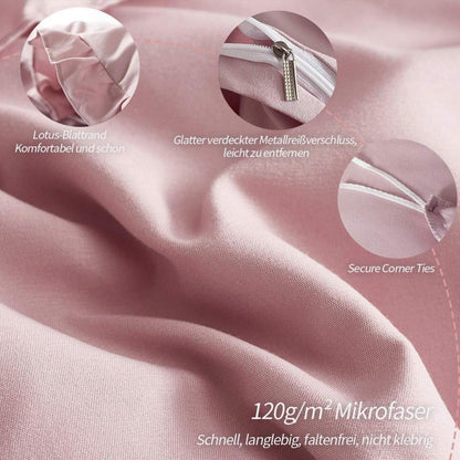 Rosa Rüschen Bettwäsche Set 200x220 cm + 2 Kissenbezüge