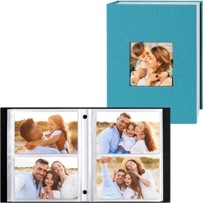 Fotoalbum 200 Taschen 10x15 Leinen Einsteckalbum Blaugrün