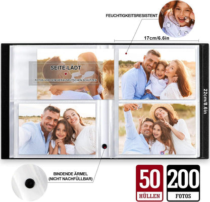 Fotobuch 10x15 200 Taschen Leinen Einsteckalbum Querformat Rosa