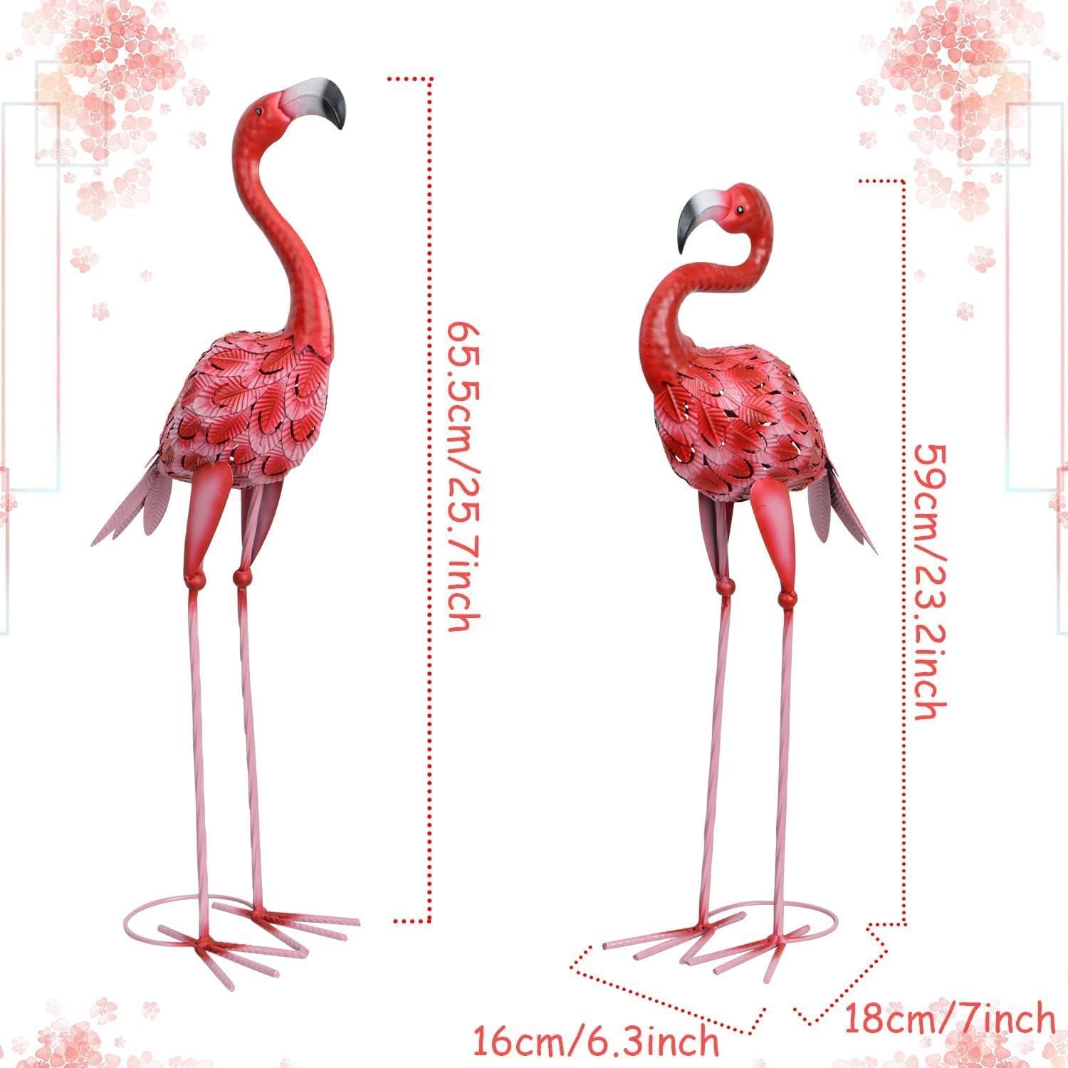 AOFOX Flamingo-Gartenstatuen Metall große rote Außenstatue