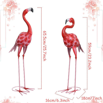 AOFOX Flamingo-Gartenstatuen Metall große rote Außenstatue
