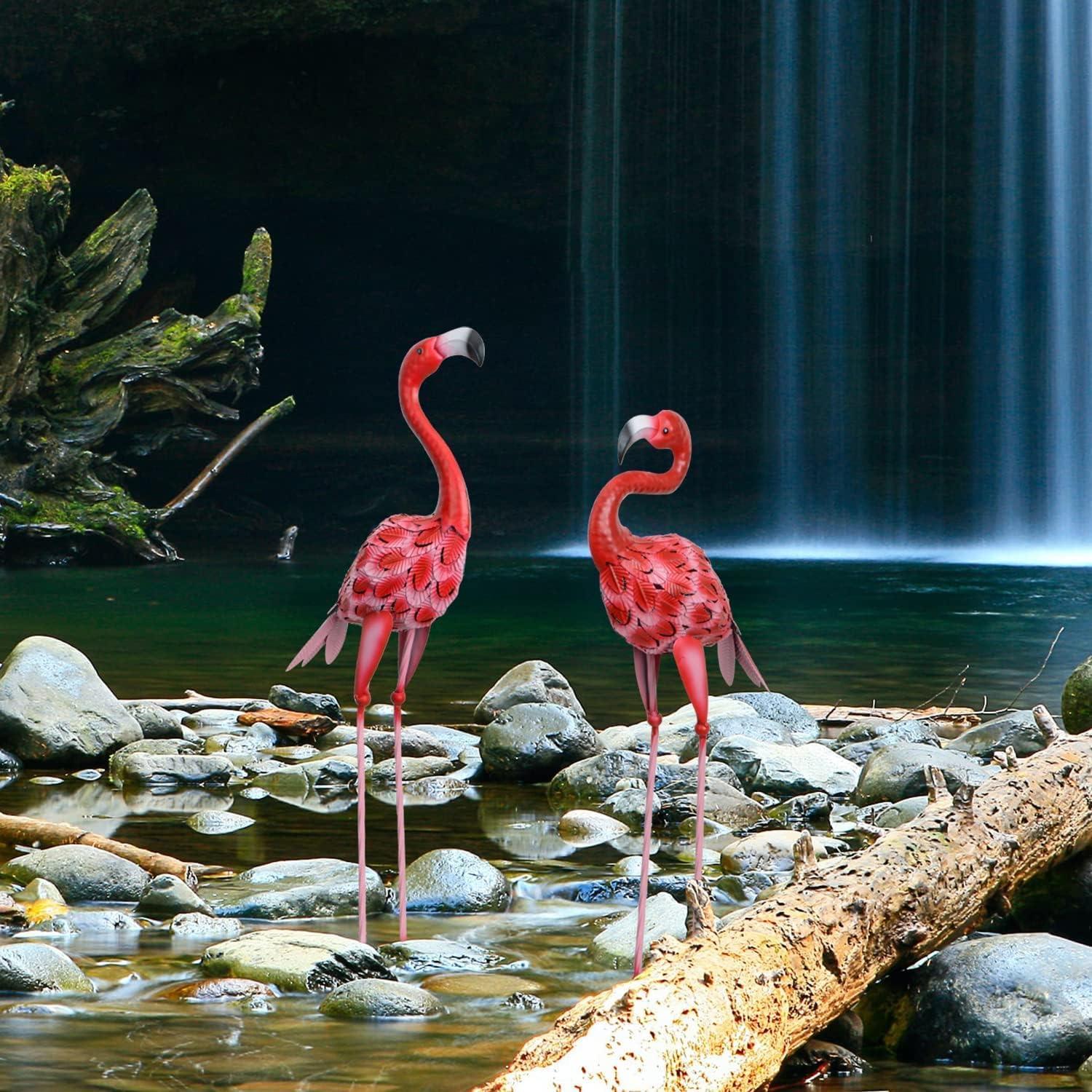Flamingo Gartenstatuen Skulpturen Metall Dekoration Außenstatue