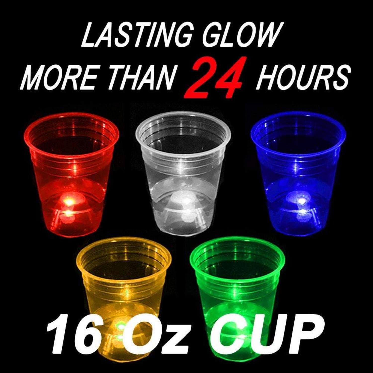 22 Leuchtende Partybecher Neon-Set mit LED Lichtern