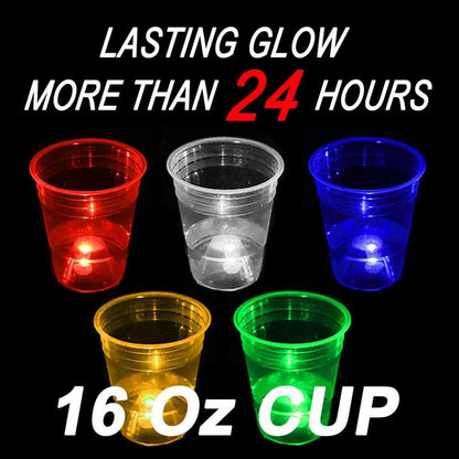 22 Leuchtende Partybecher Neon-Set mit LED Lichtern