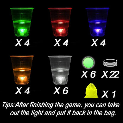Neon Partybecher Set 22-teilig LED Lichter Wasserdichte Aufkleber