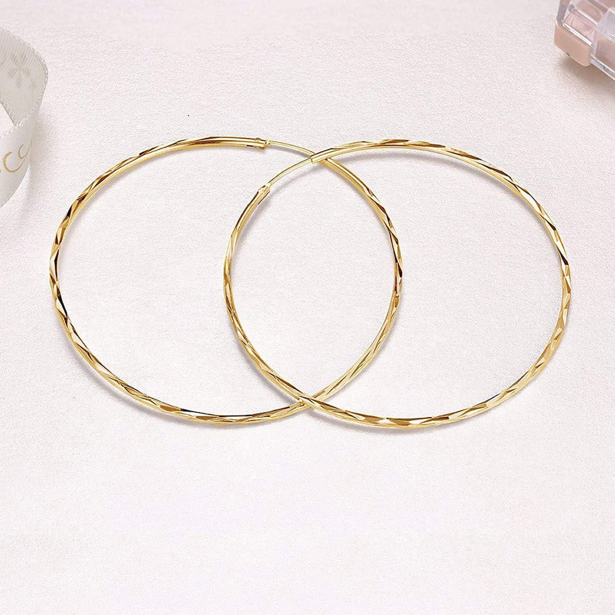 925 Sterling Silber Kreis Creolen 70mm Golden
