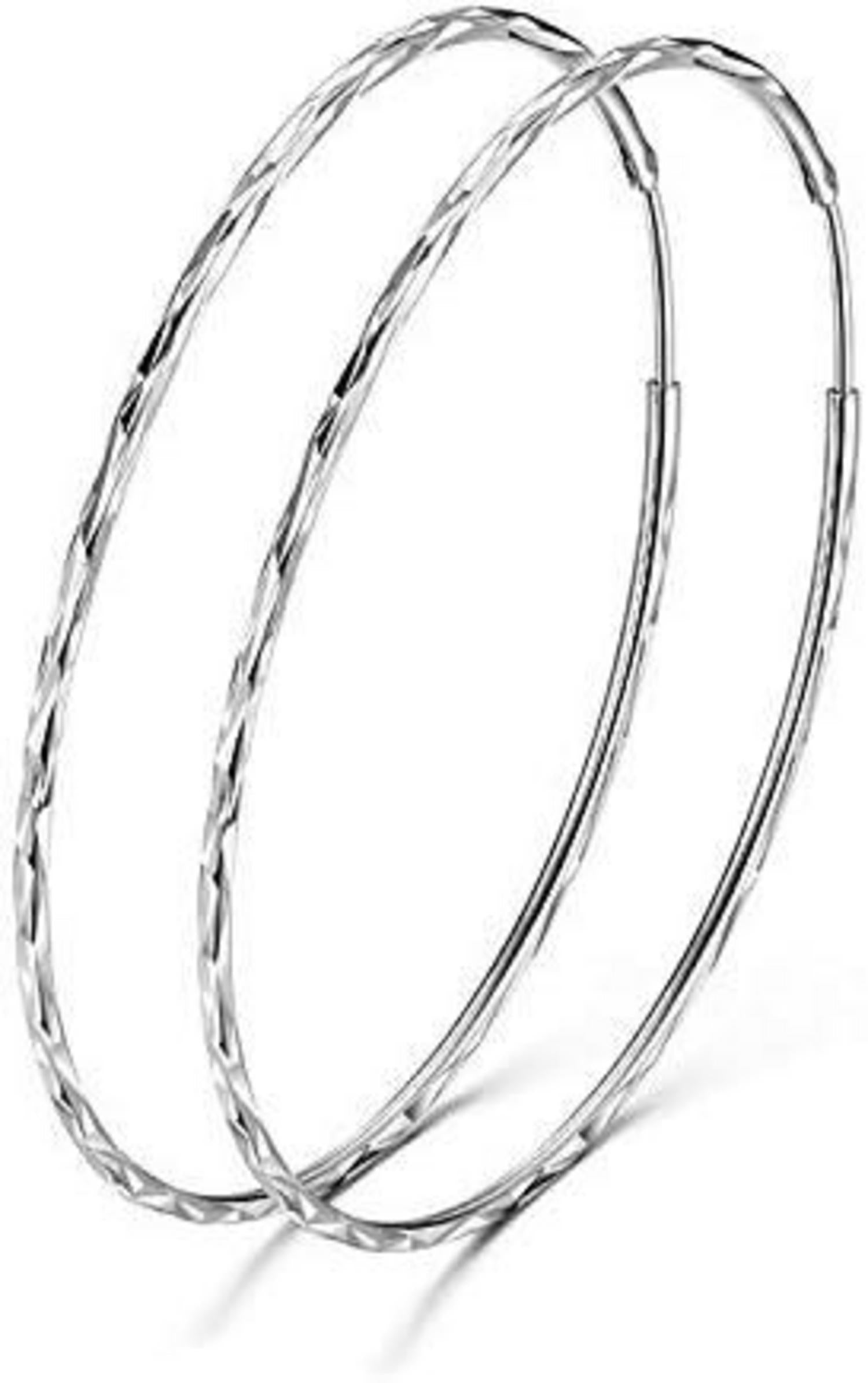 925 Sterling Silber Endless Creolen Ohrringe Damen Mädchen 70mm