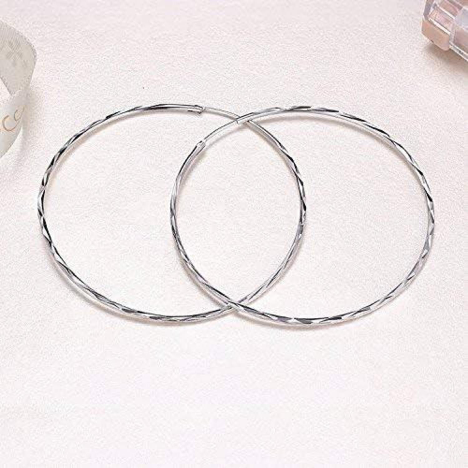 925 Sterling Silber Kreis Endless Creolen Ohrringe 70mm für Frauen & Mädchen