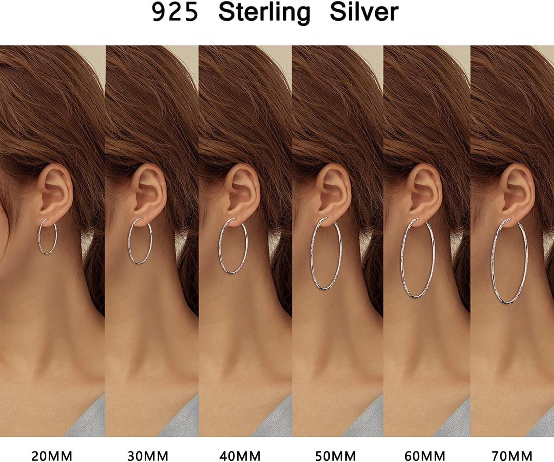 925 Sterling Silber Kreis Endless Creolen Ohrringe 70mm für Frauen