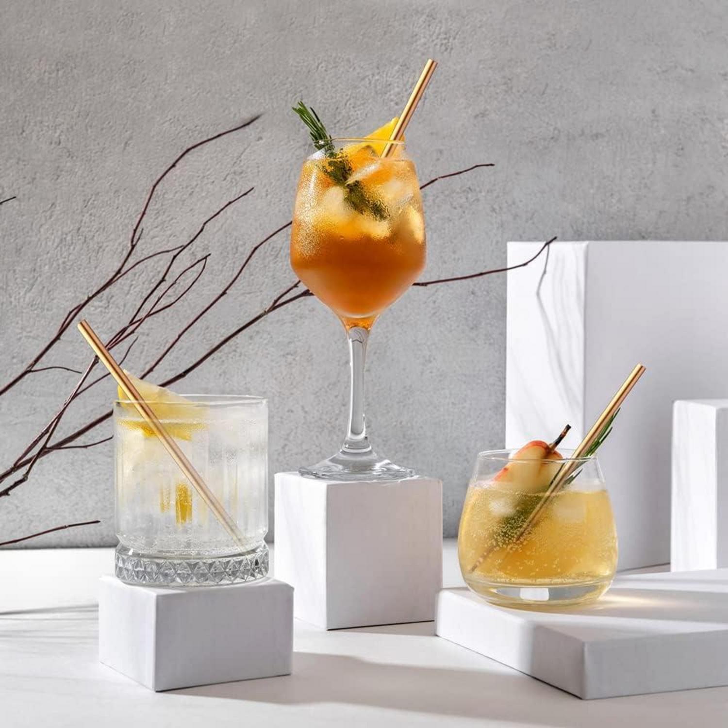 12er Goldene Metall Strohhalme Edelstahl Set BPA-frei