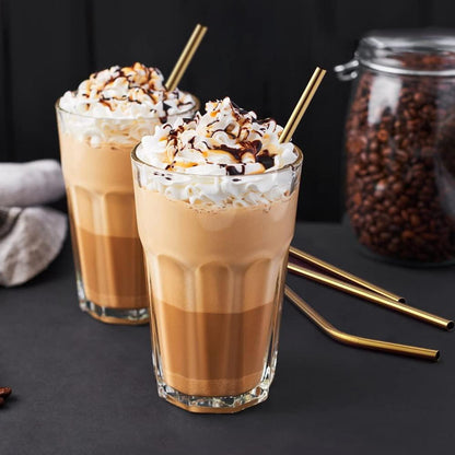 12er Goldene Metall Strohhalme Wiederverwendbar, Edelstahl + 2 Bürsten