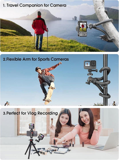 Flexible Mini Stativ mit Fernauslöser für iPhone Samsung Canon Nikon
