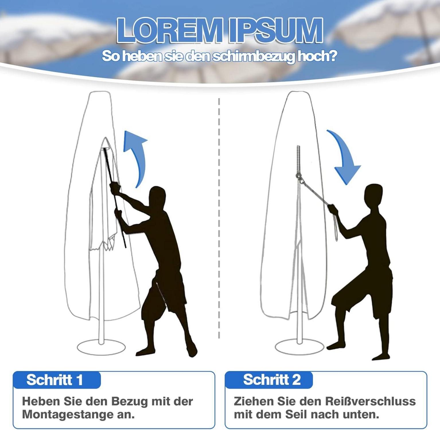 Sonnenschirm Schutzhülle Ø 200-400 cm 420D Ampelschirm Abdeckung 265x40/70/50 CM