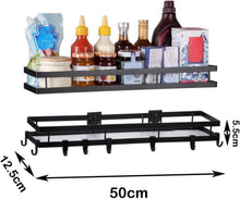Gewürzregal Schwarz Metall 2 Etagen Abnehmbaren Haken