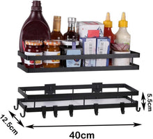 Gewürzregal Schwarz Metall 2 Etagen Wandregal Küchenregal