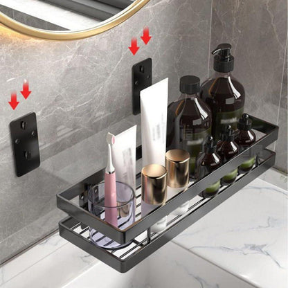 Gewürzregal ohne Bohren Schwarz Metall 2 Etagen 8 Haken Wandregal 25cm