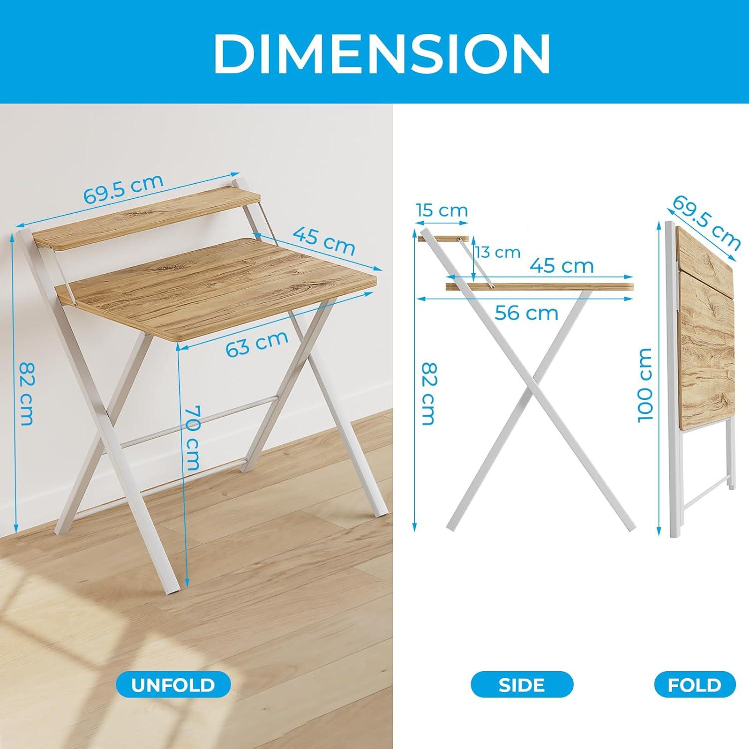 Klappschreibtisch Klein Stabil Platzsparend Multifunktional Beige