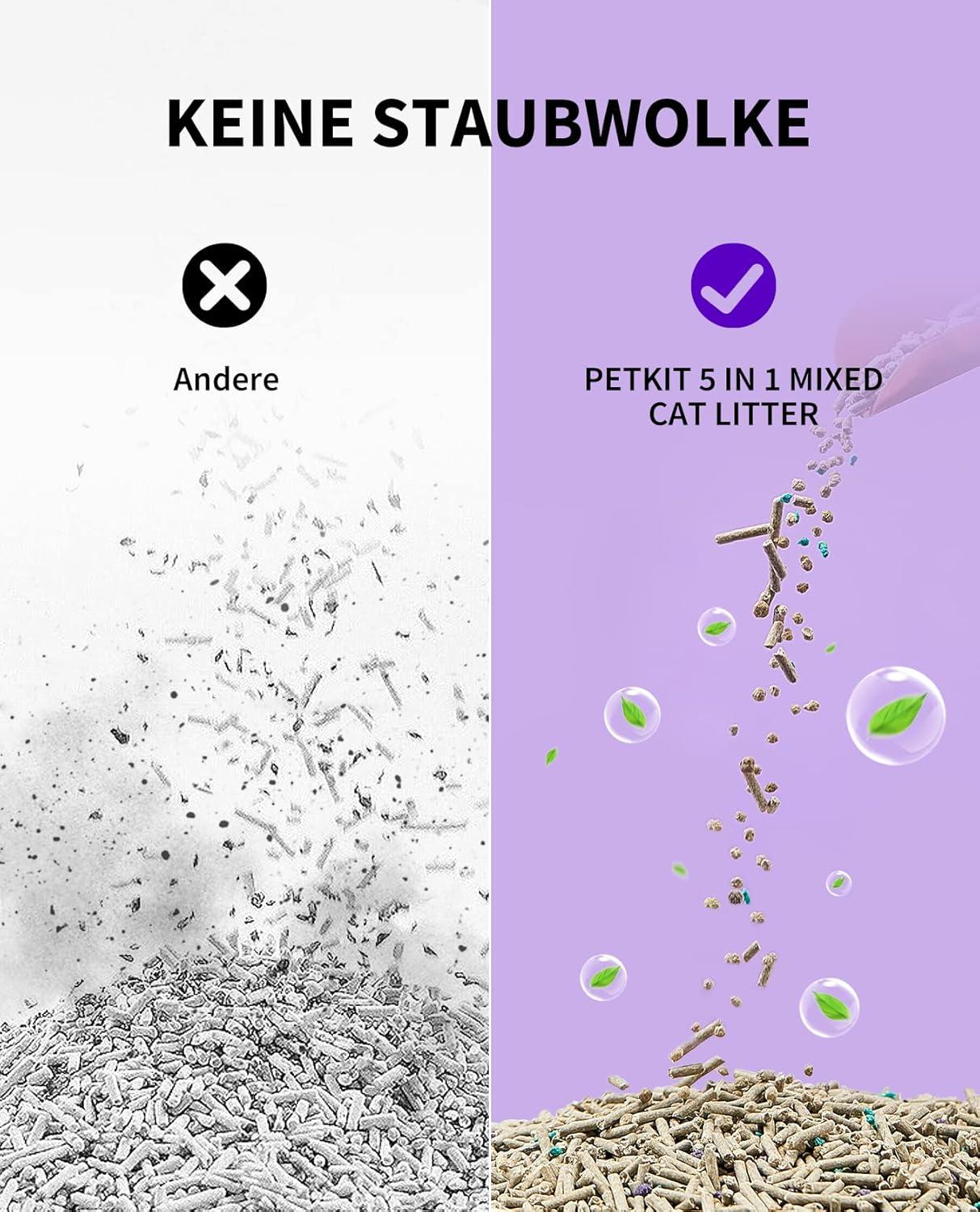 PETKIT 5-in-1 Tofu-Katzenstreu 2 Beutel 7.2kg - Aktivkohle, Spülbar