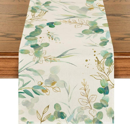 Tischläufer Grüner Eukalyptus Sommer Deko 40x140cm