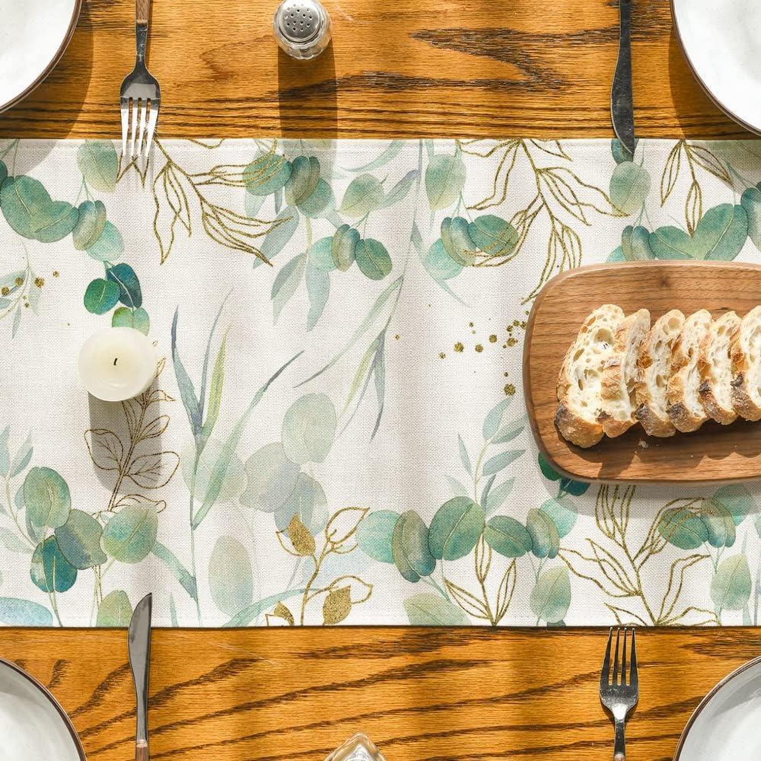 Tischläufer Grüner Eukalyptus Sommer Deko 40x140cm