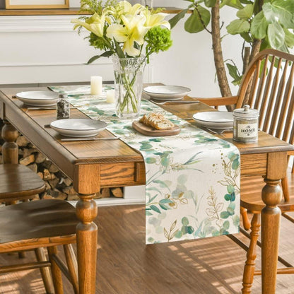 Grüner Eukalyptus Tischläufer Sommer Dekoration 40 x 140 cm