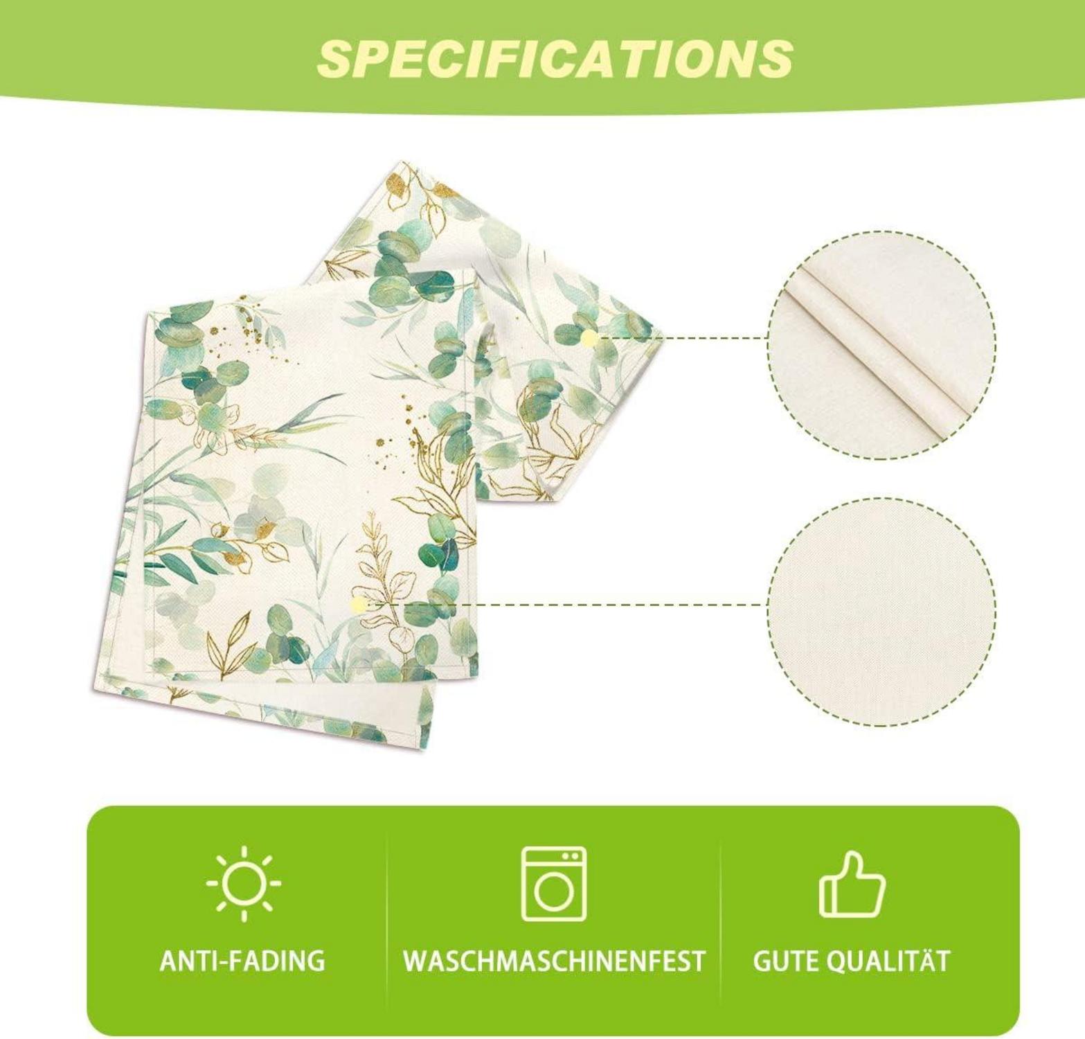 Sommer Tischläufer Grüner Eukalyptus 40 x 140 cm Küche Dekoration