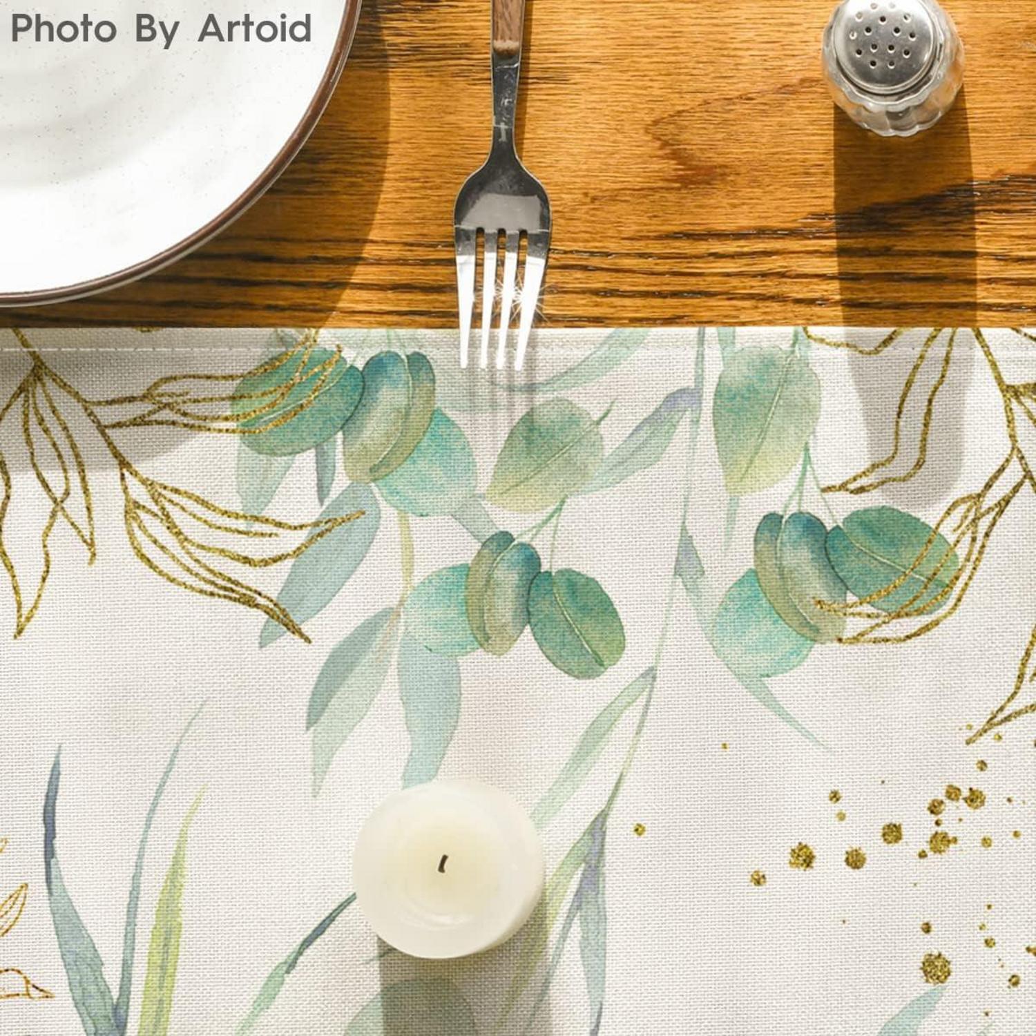 Sommer Tischläufer Grüner Eukalyptus 40 x 140 cm Küche Dekoration