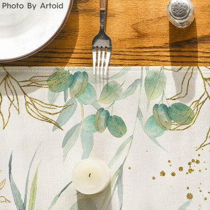 Sommer Tischläufer Grüner Eukalyptus 40 x 140 cm Küche Dekoration