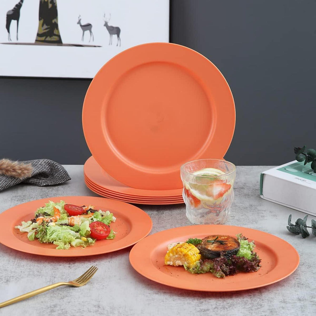 Teller Set 8er – Abbaubar & Unzerbrechlich – Orange