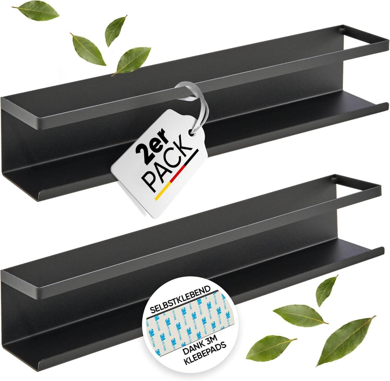 Gewürzregal 2er Set Schwarzes Metallregal für Gewürzgläser ideal für