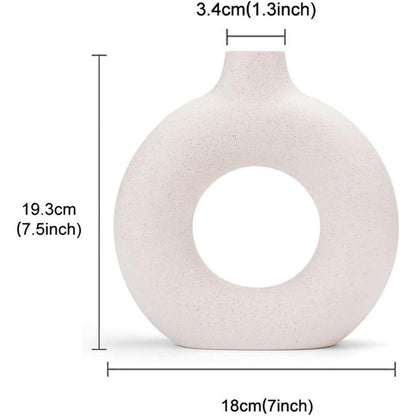 Keramik Vase Donut Design, Beige, Größe M