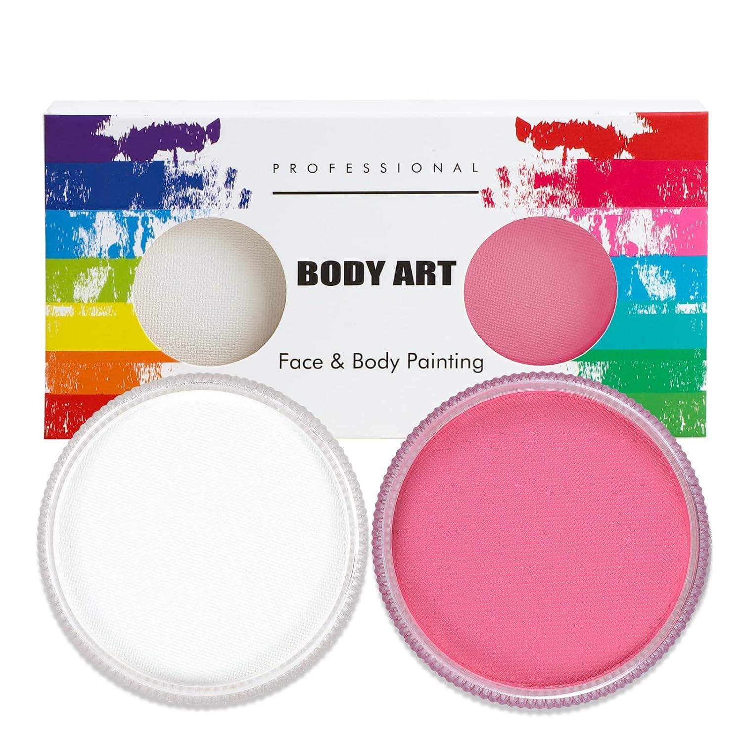 Professionelles Faschings-Schminkset 2er Pack weiß rosa