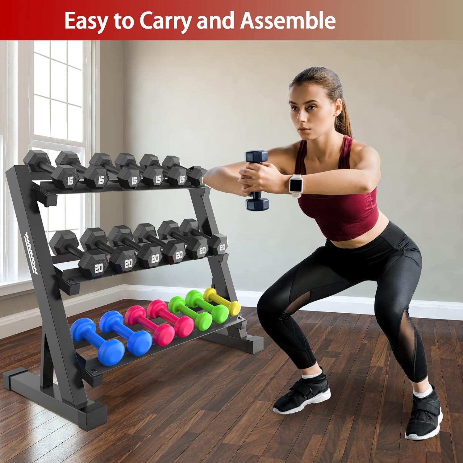 Hantelständer mit 3 Ebenen für Heimtraining Fitnessstudio - Platzsparend