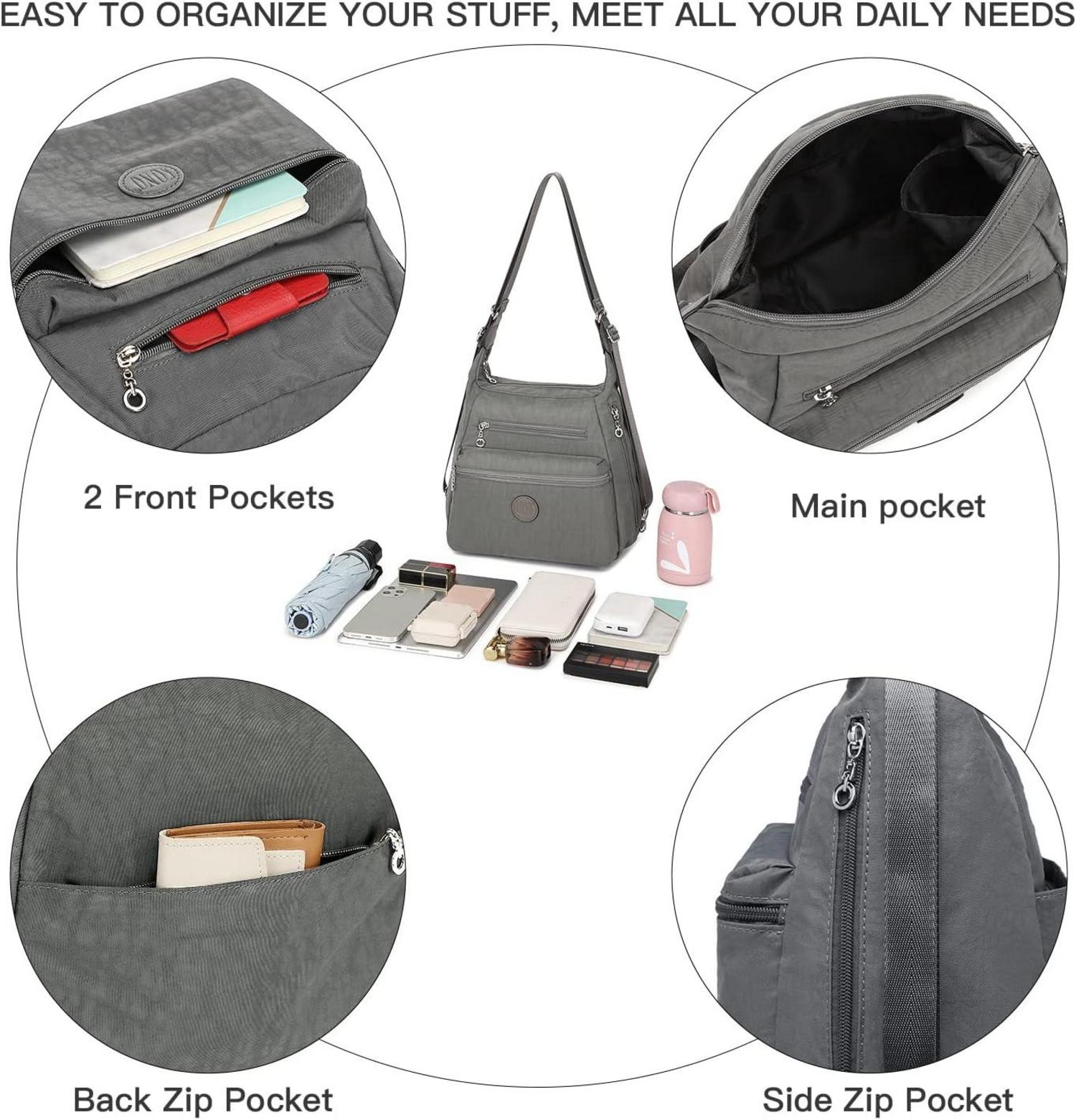 Damen Rucksack Umhängetaschen Nylon Schultertaschen 3 in 1