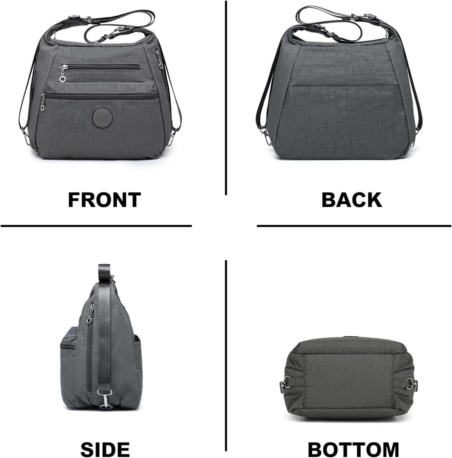 Damen Rucksack Umhängetasche Nylon Anti-Diebstahl Wasserdicht Grau
