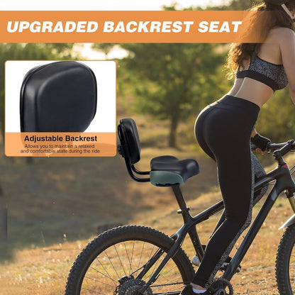MEGHNA Fahrradsattel mit Rückenlehne und PU-Kissen Schwarz