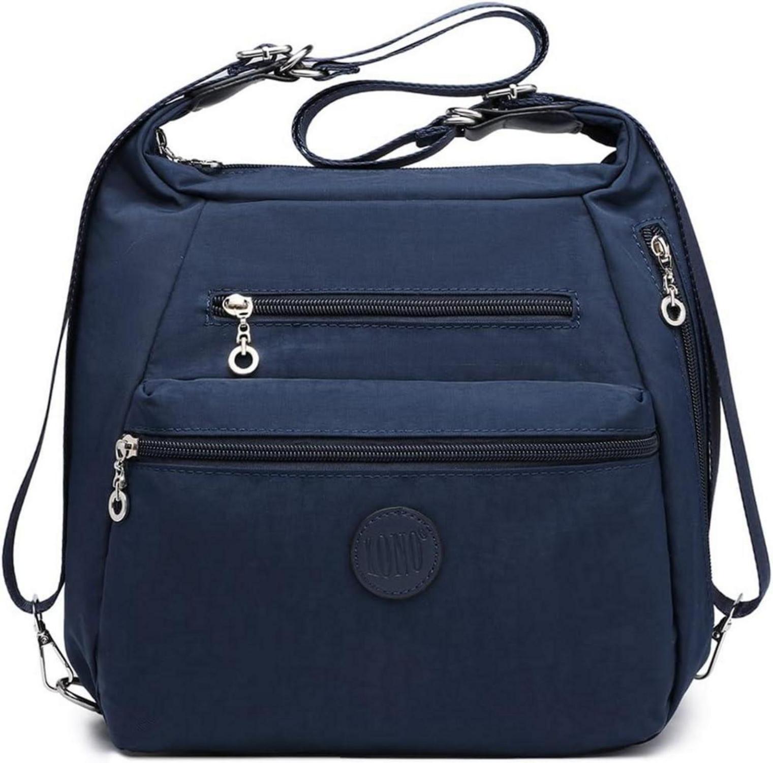 Damen Rucksack Nylon Umhängetasche Anti-Diebstahl Blau