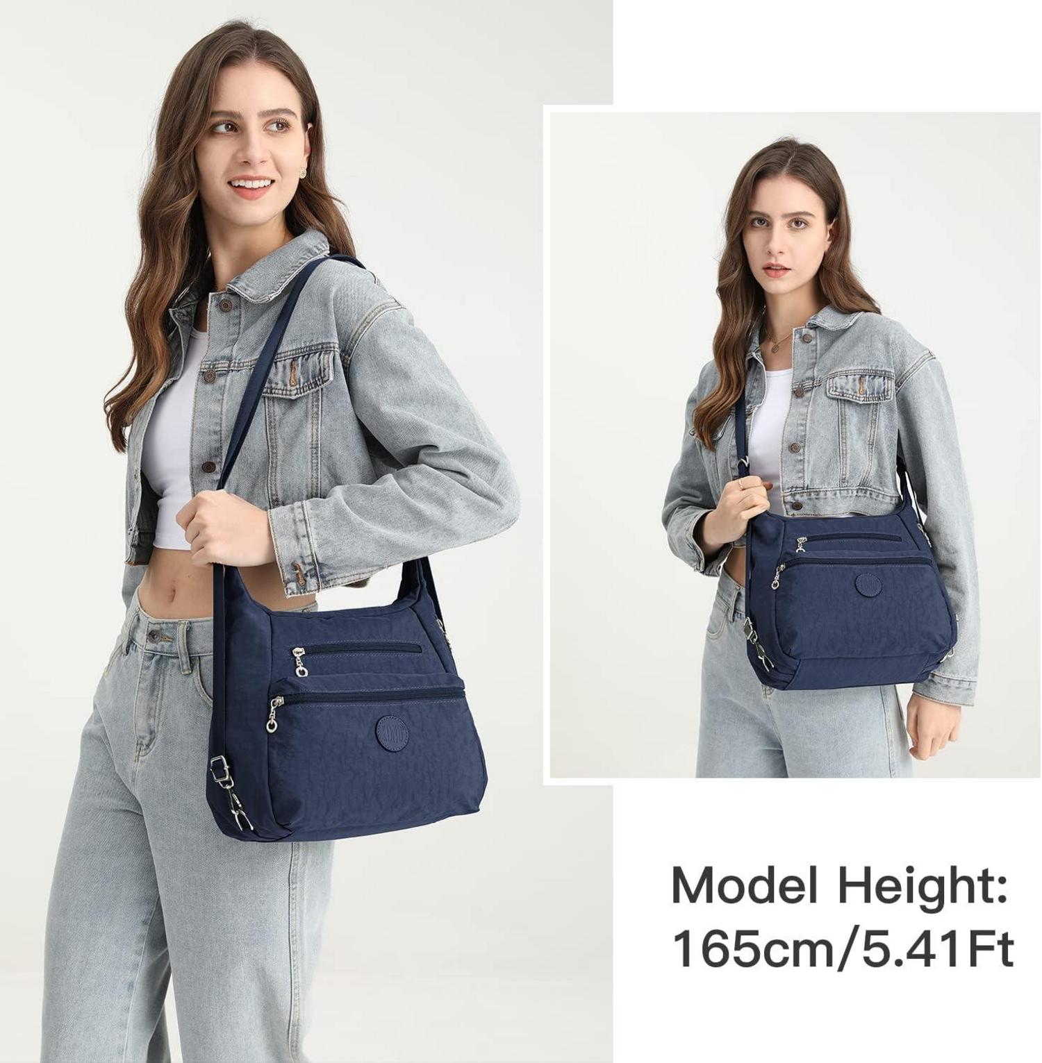 Damen Rucksack Nylon Umhängetasche Anti-Diebstahl Blau