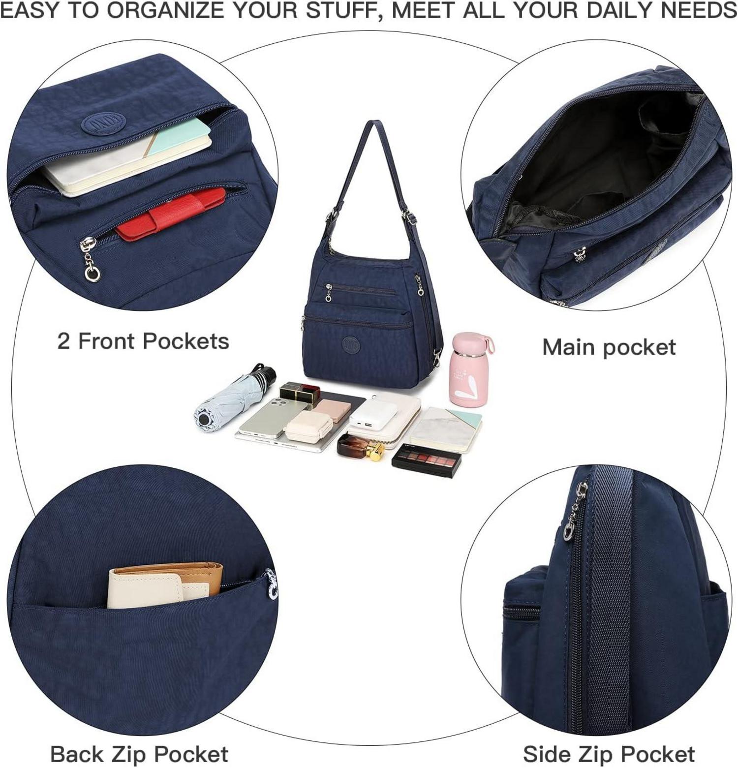 Damen Rucksack Umhängetasche Nylon Schultertasche blau Anti-Diebstahl
