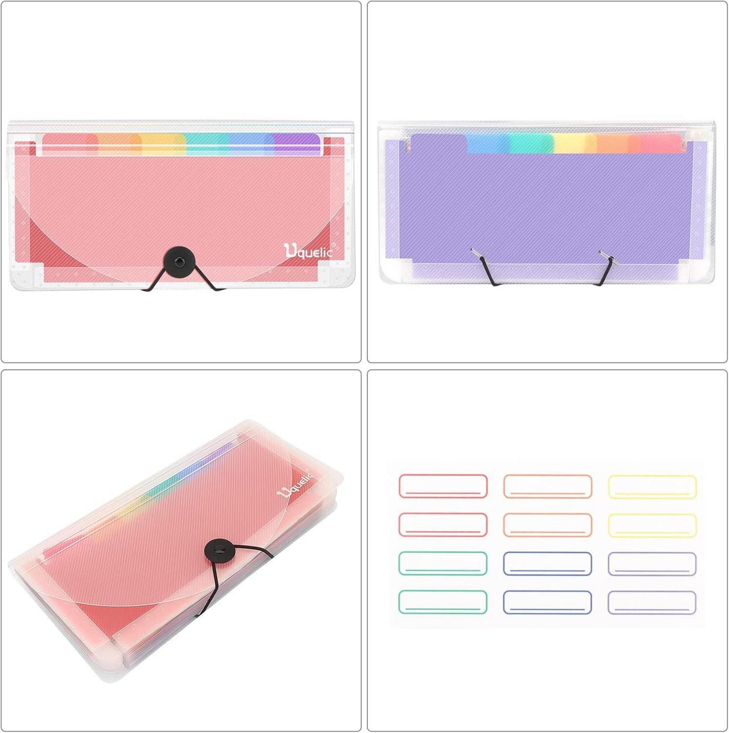 Uquelic Ordnungsmappe 13 Fächer Kunststoff Organizer Transparent 2 Stk