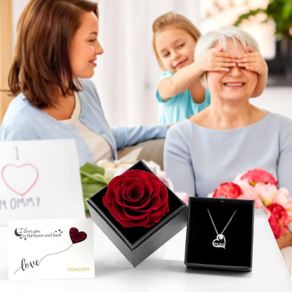 Beste Mama der Welt Ewige Rose Halskette Geschenkbox Rot