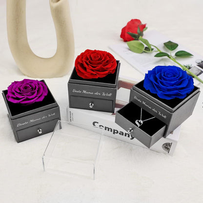 Muttertag Geschenk: Ewige Rose mit Halskette für Beste Mama der Welt