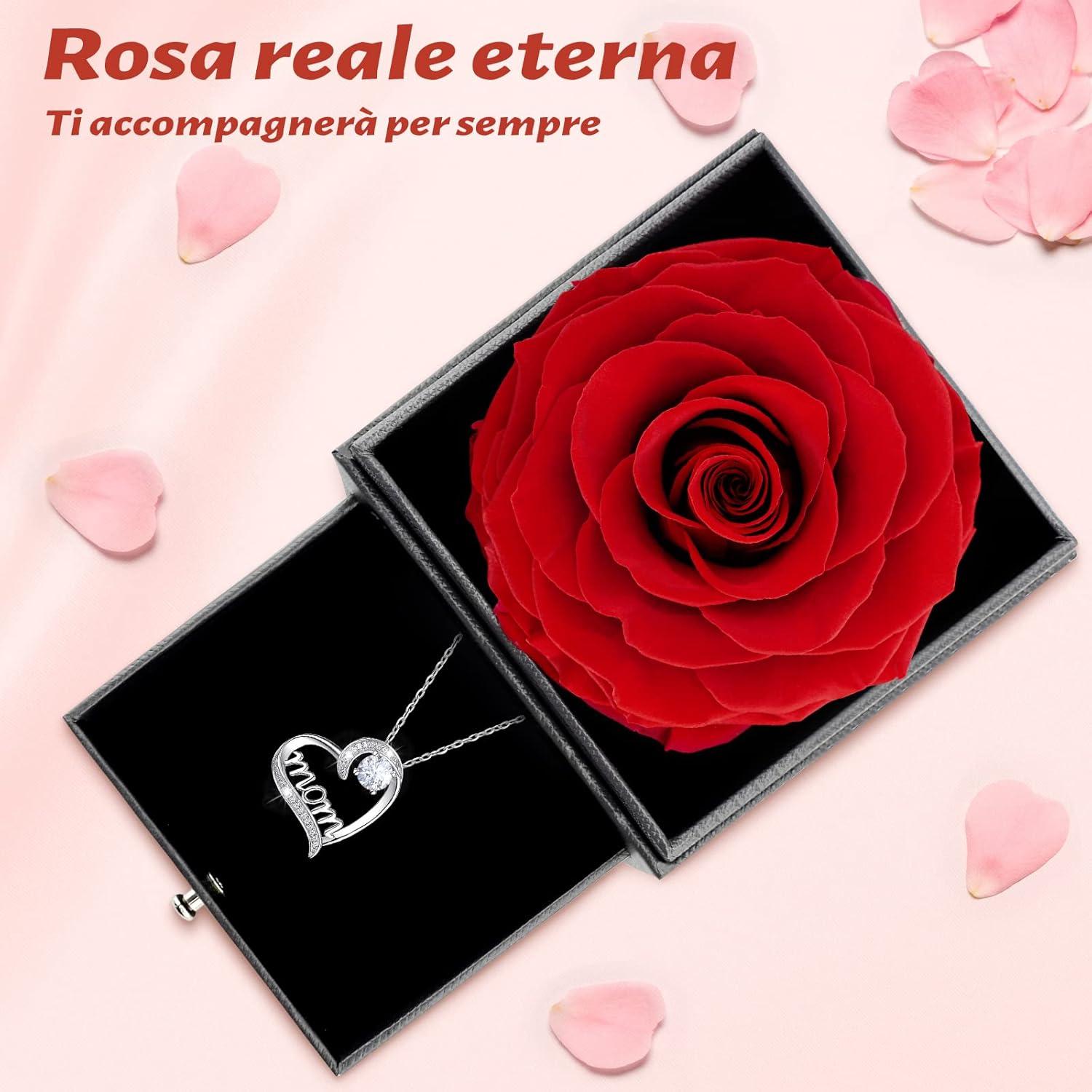 Ewige Rose Geschenk für Mama mit 925 Silber Mom Halskette
